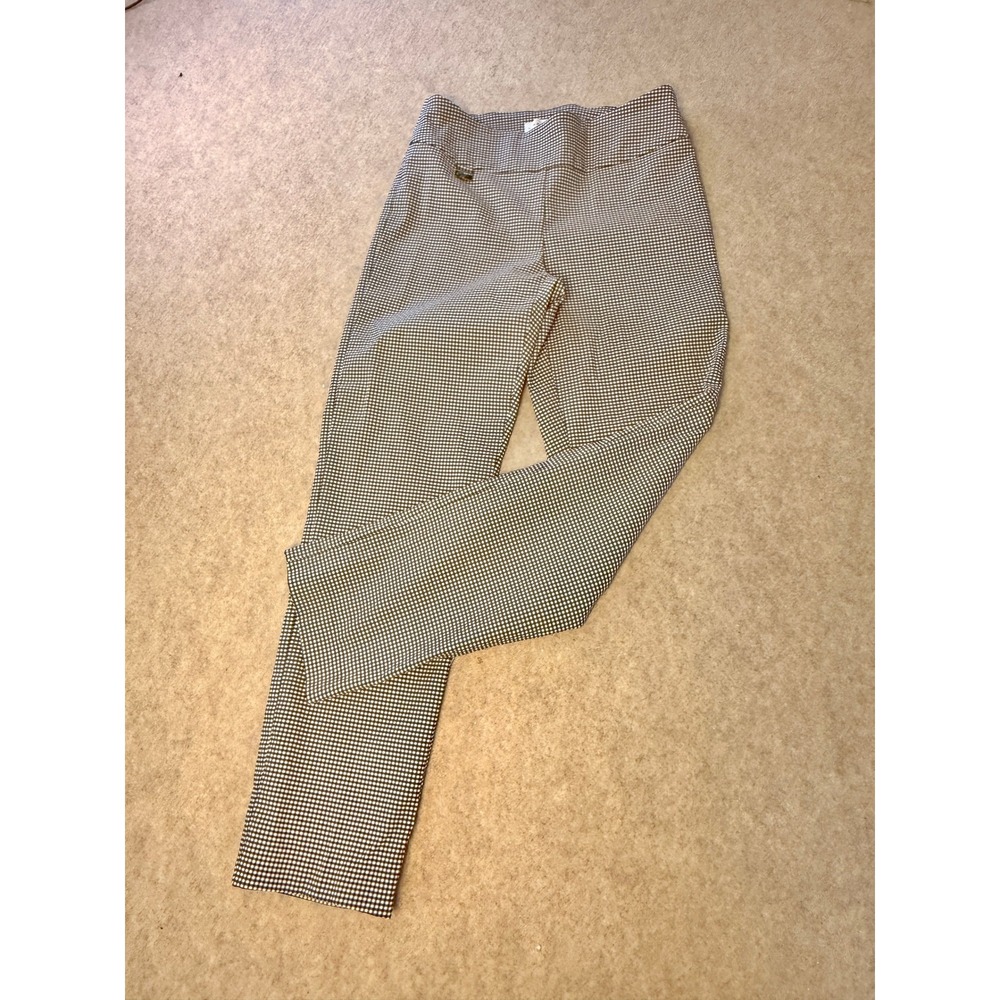 Lisette L Montreal Womens Gingham Pull On Slim Pants Black White Sz 6 Career